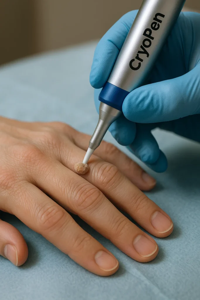 example of cryopen wart removal Houghton Regis treatment on a persons finger