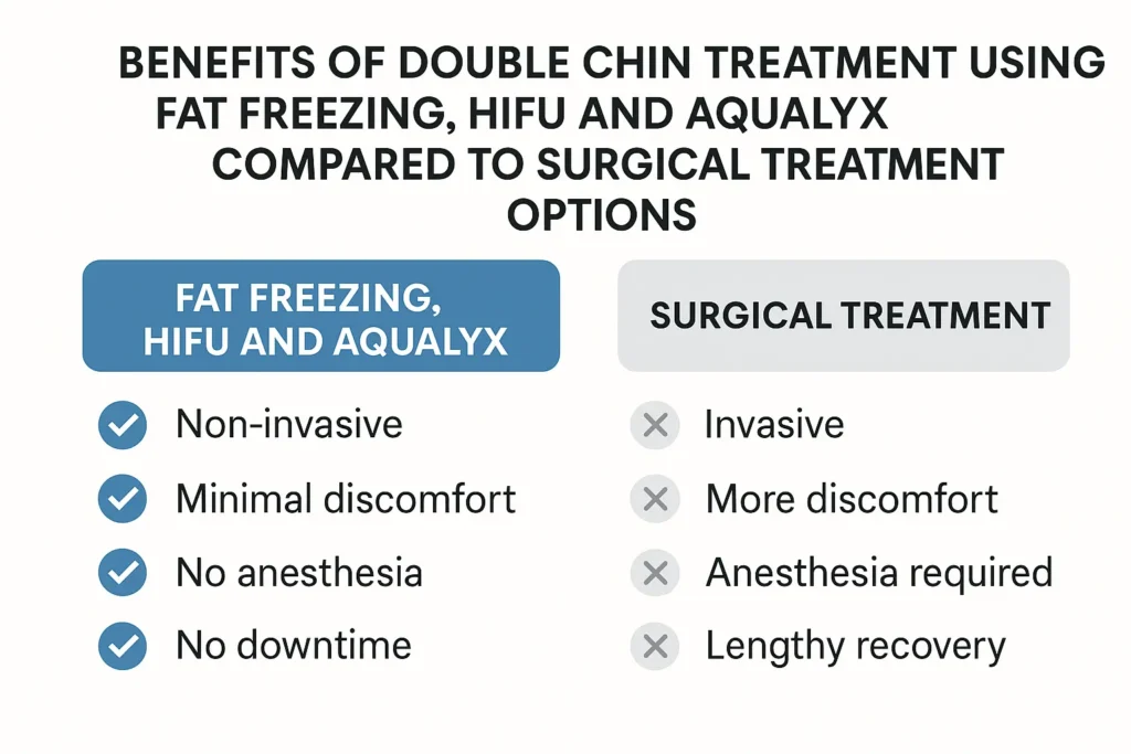 Graphic about the benefits of double chin treatment Houghton Regis - from LA LIPO