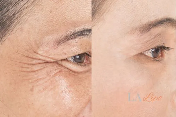 Before and after results of woman - HI-fu wrinkles reduction treatment Houghton Regis