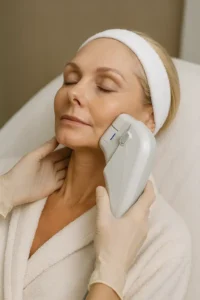 Woman receiving HIFU non surgical facelift treatment Houghton Regis